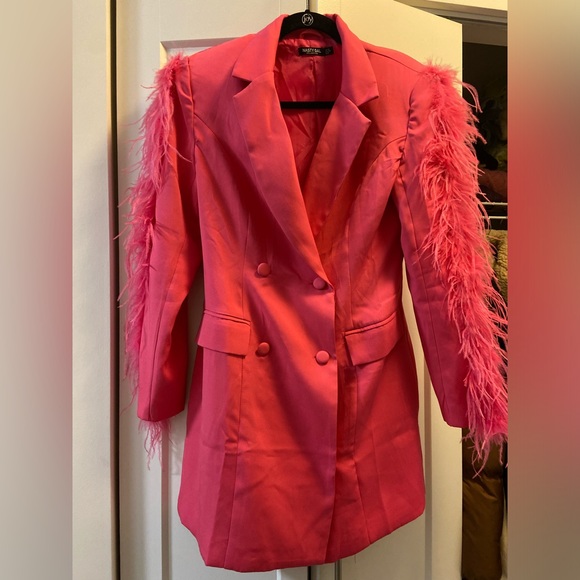 Nasty Gal Pink Feathered Blazer Dress - Picture 3 of 5